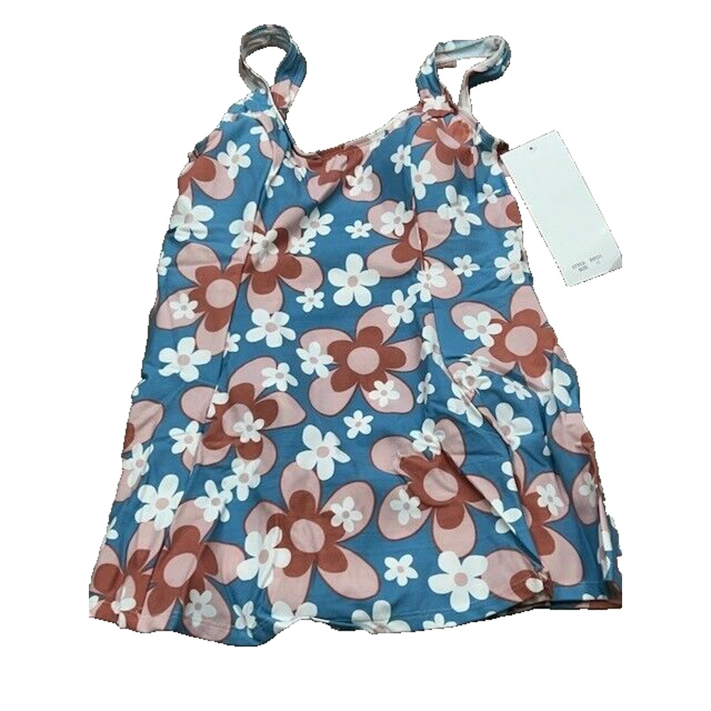 NWT Esther Williams Womens One Piece Swimsuit Dress Floral Padded Blue Size 12‎